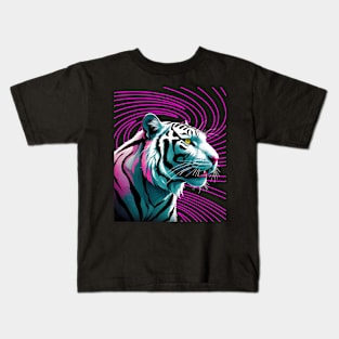 WHITE BENGAL TIGER NEON THEMED Kids T-Shirt